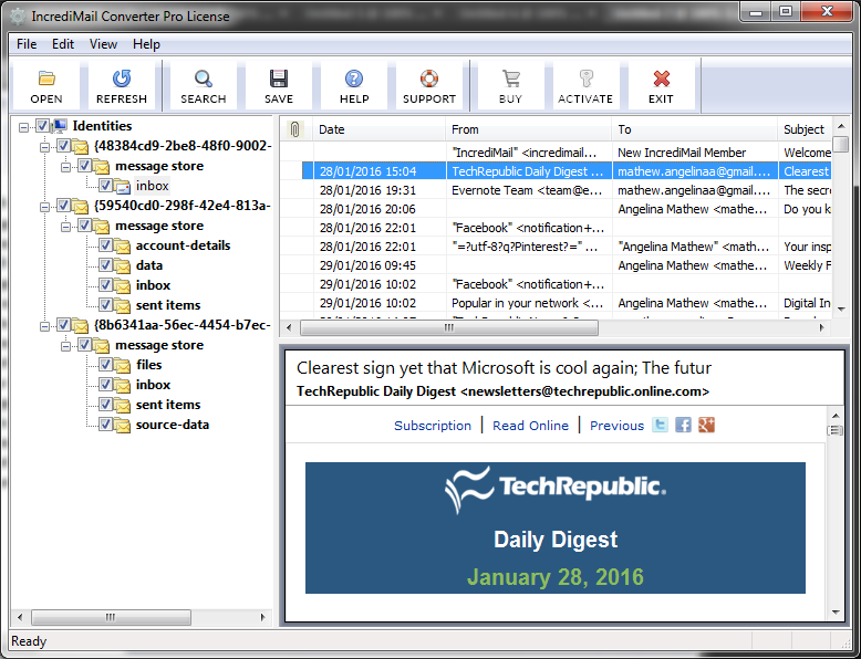 Transfer IncrediMail to Outlook 2010 software